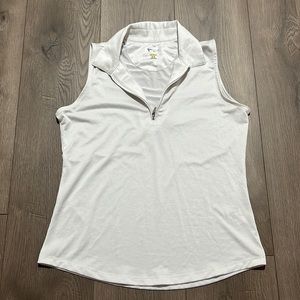 Greg Norman women’s white sleeveless quarter zip fitted golf polo Size M